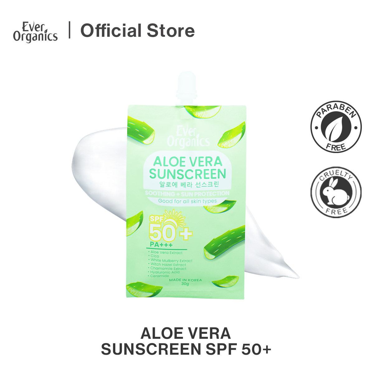 Ever Organics Aloe Vera Sunscreen SPF 50+ 30g