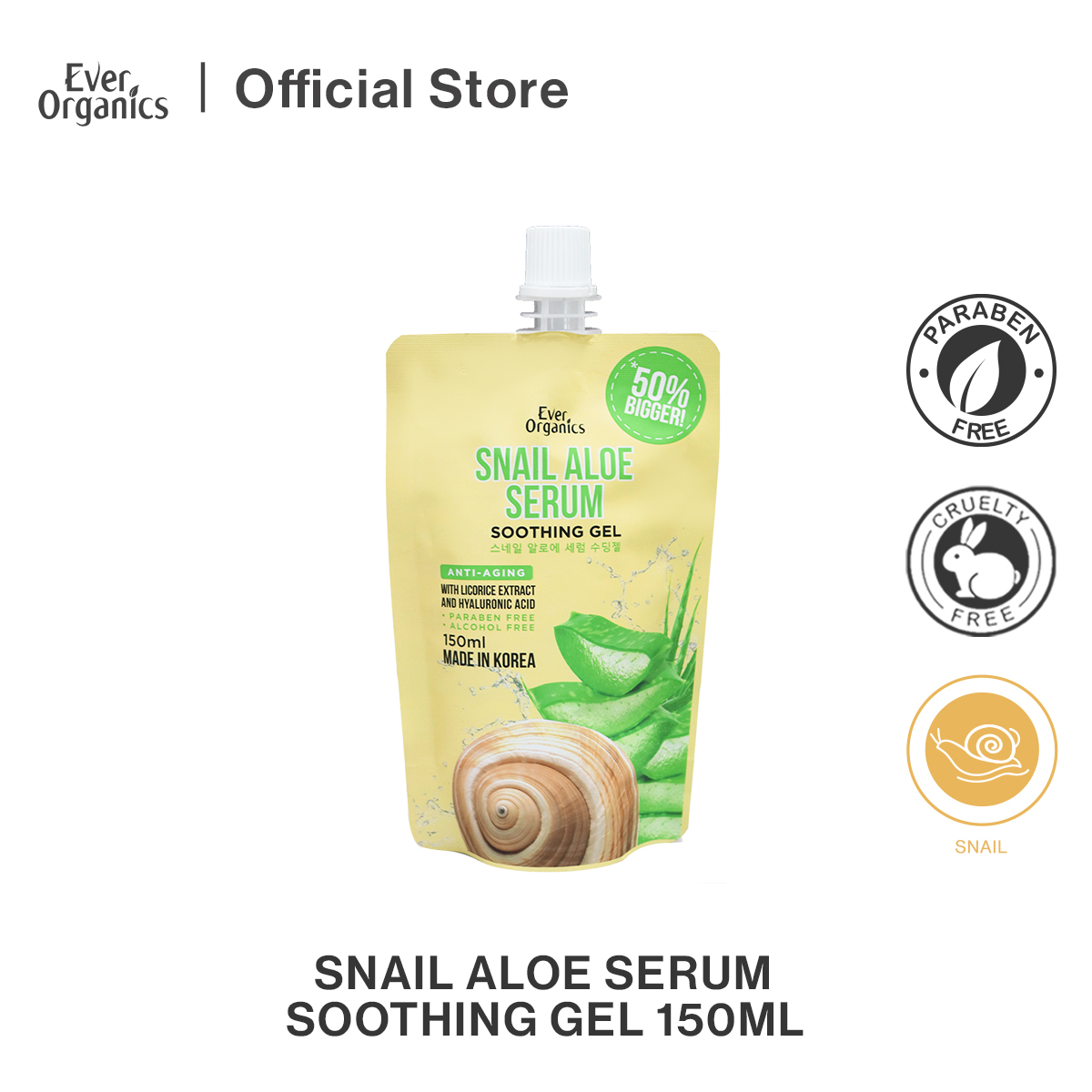 Ever Organics Snail Aloe Serum Soothing Gel – 150ml