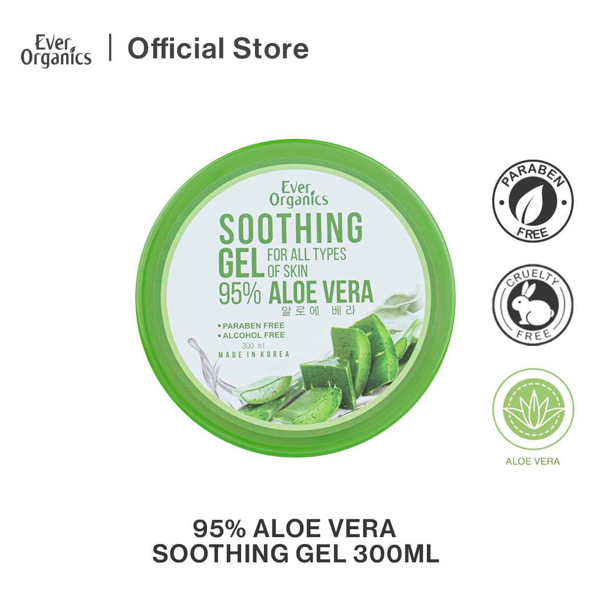 Ever Organics 95% Aloe Vera Soothing Gel 300ml