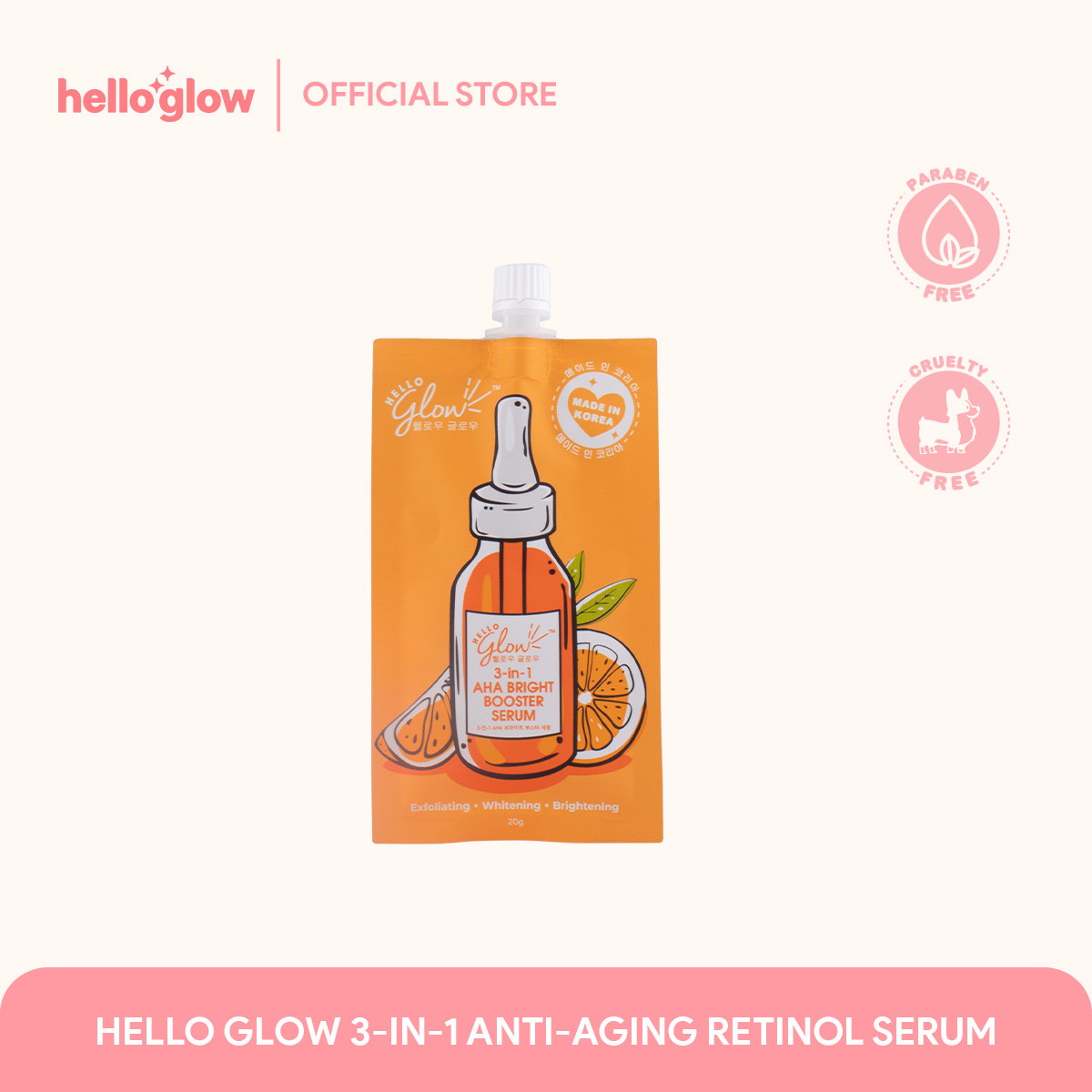 HELLO GLOW AHA BRIGHT BOOSTER SERUM 3-IN-1-20G