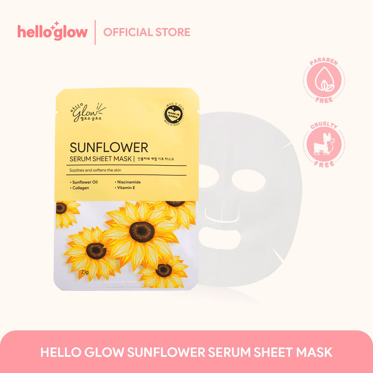 HELLO GLOW SERUM SHEET MASK -SUNFLOWER