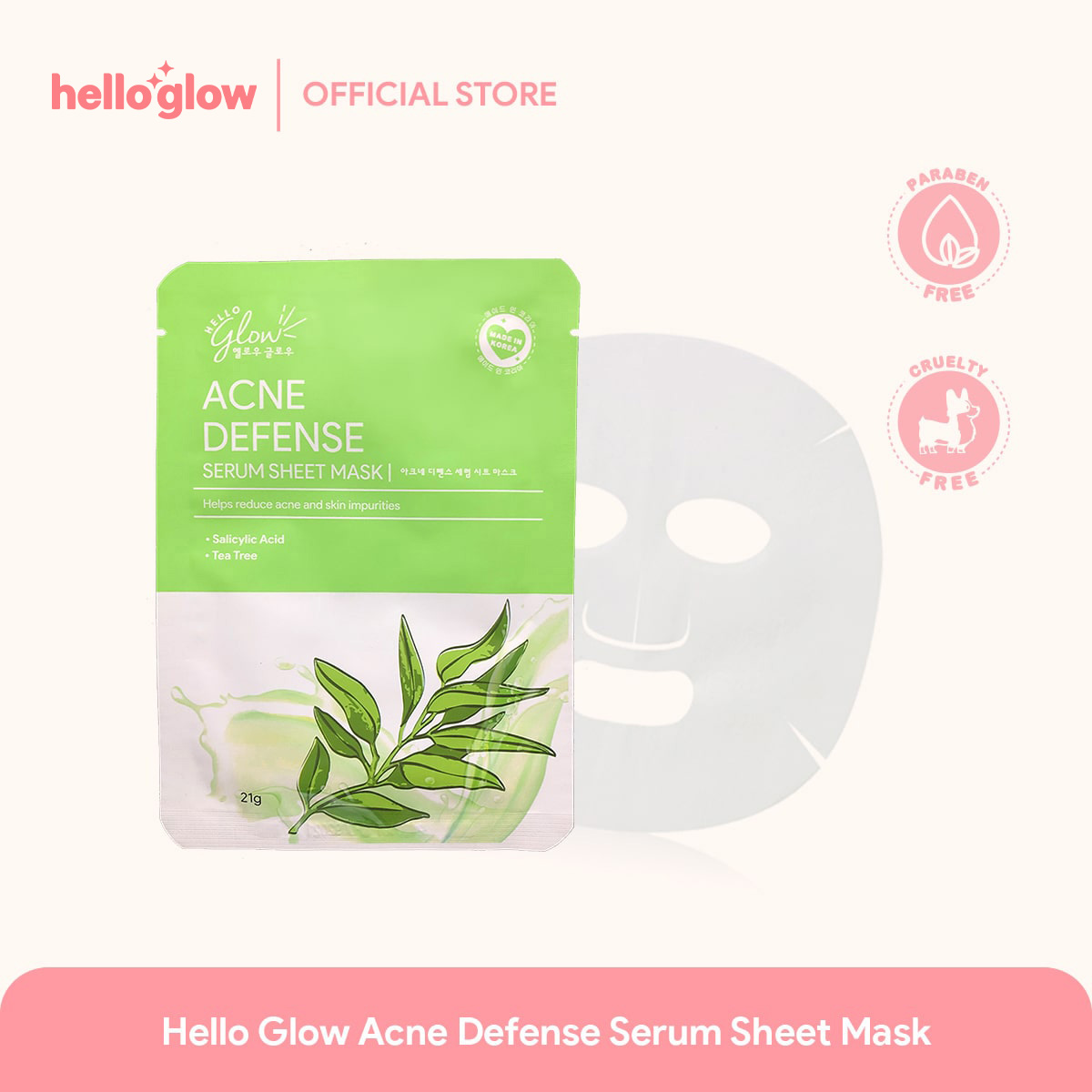 HELLO GLOW SERUM SHEET MASK – ACNE DEFENSE